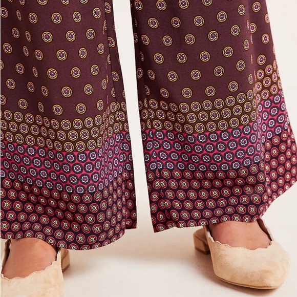 NWT Anthropologie Marsden Wide Leg Pants Office size 4 color Geo Print - Picture 4 of 10